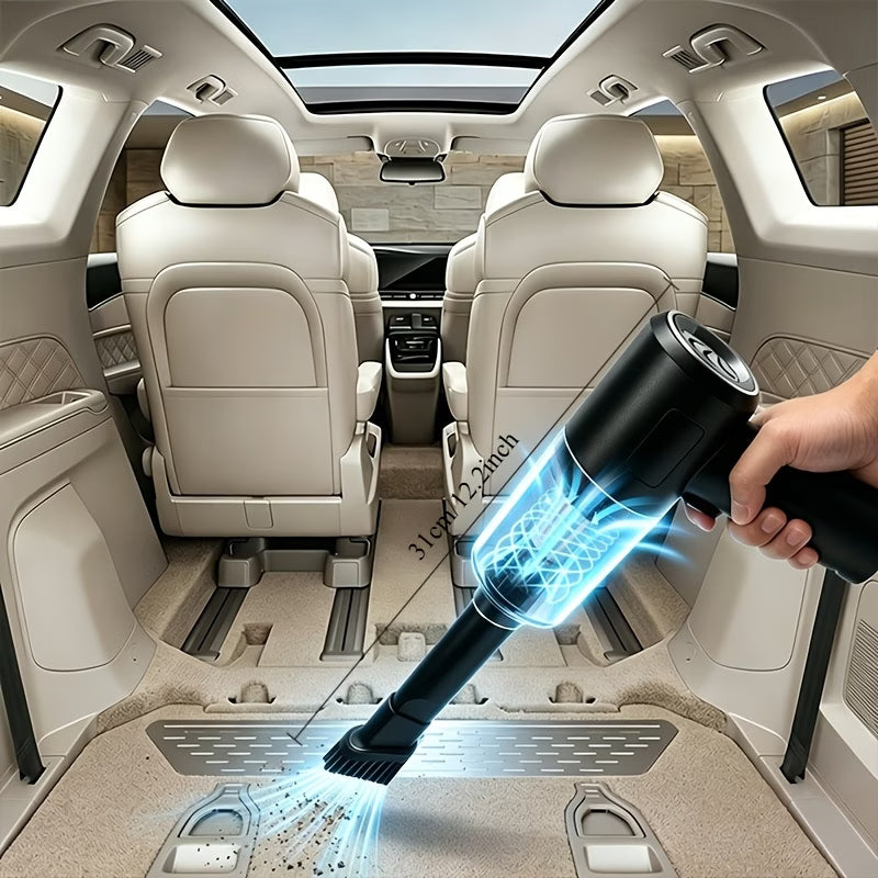 Zyvam portable car vacuum cleaner with compact design, handheld device, and power cord for cleaning vehicle interiors.