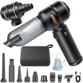 ZYVAM Aerovix Turbo 5000 cordless car vacuum cleaner and air duster with handheld design and multiple attachments.