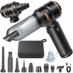 ZYVAM Aerovix Turbo 5000 cordless car vacuum cleaner and air duster with handheld design and multiple attachments.