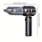 ZYVAM Aerovix Turbo 5000 cordless car vacuum cleaner and air duster with sleek handheld design and attachments for vehicle cleaning.