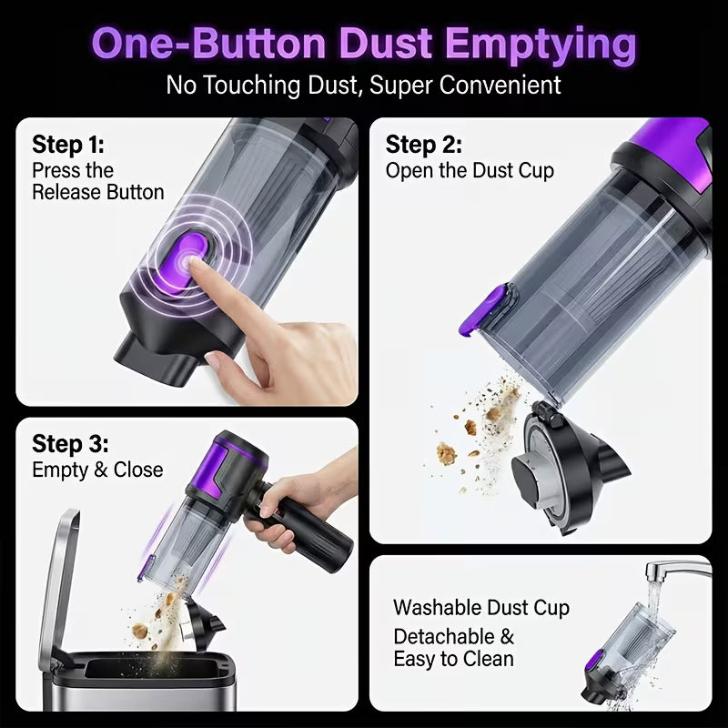 Car Vacuum Cleaner – Mini Cordless Handheld + Air Duster