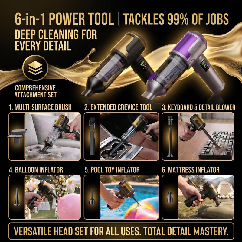 Car Vacuum Cleaner – Mini Cordless Handheld + Air Duster