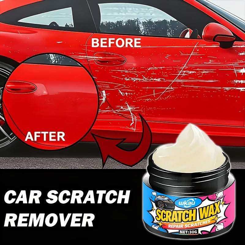 Zyvam car scratch repair cream applied to car surface, showing smooth, polished finish on scratched area.