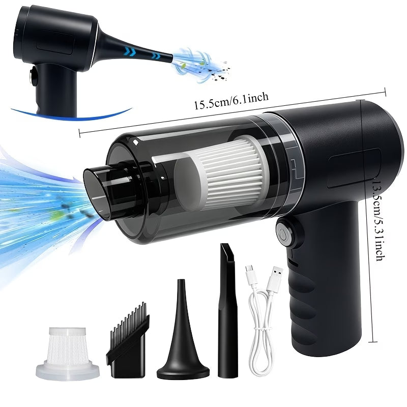 Zyvam portable car vacuum cleaner with compact design, handheld device featuring a nozzle for cleaning car interiors.