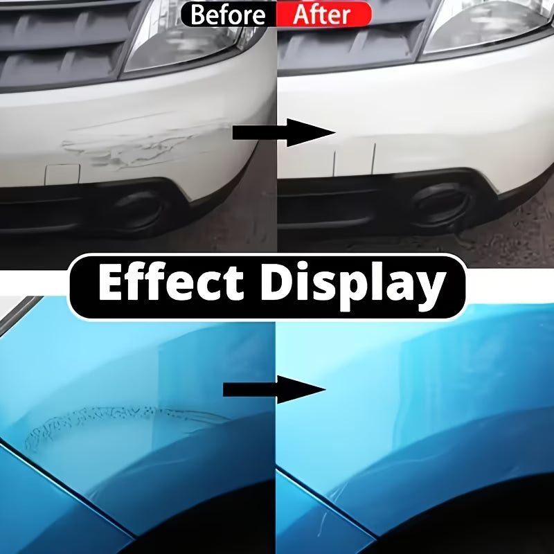 Zyvam car scratch repair cream applied on a vehicle's scratched surface, demonstrating scratch removal and restoration.