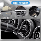 ZYVAM Aerovix Turbo 5000 cordless car vacuum cleaner with powerful suction and air duster, shown in animated illustration.
