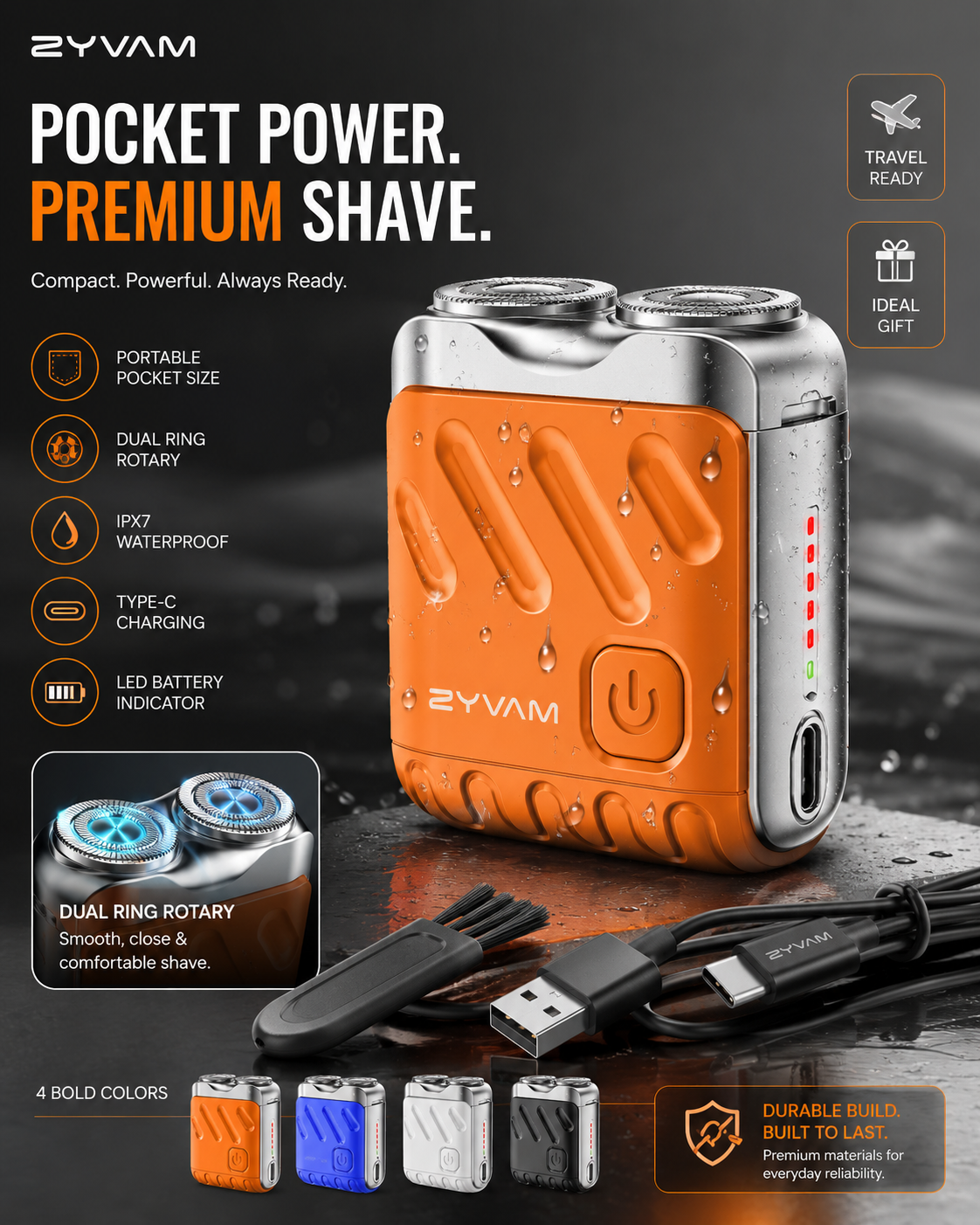 ZYVAM Portable Electric Shaver